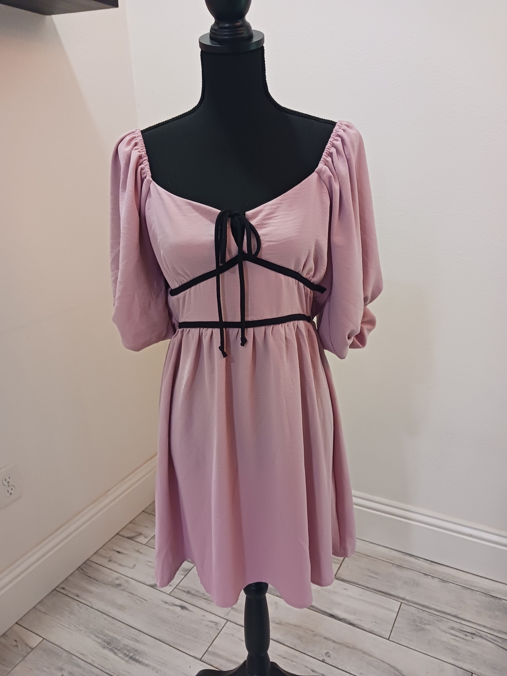 Women’s Lilac Mini Dress with Black Trim